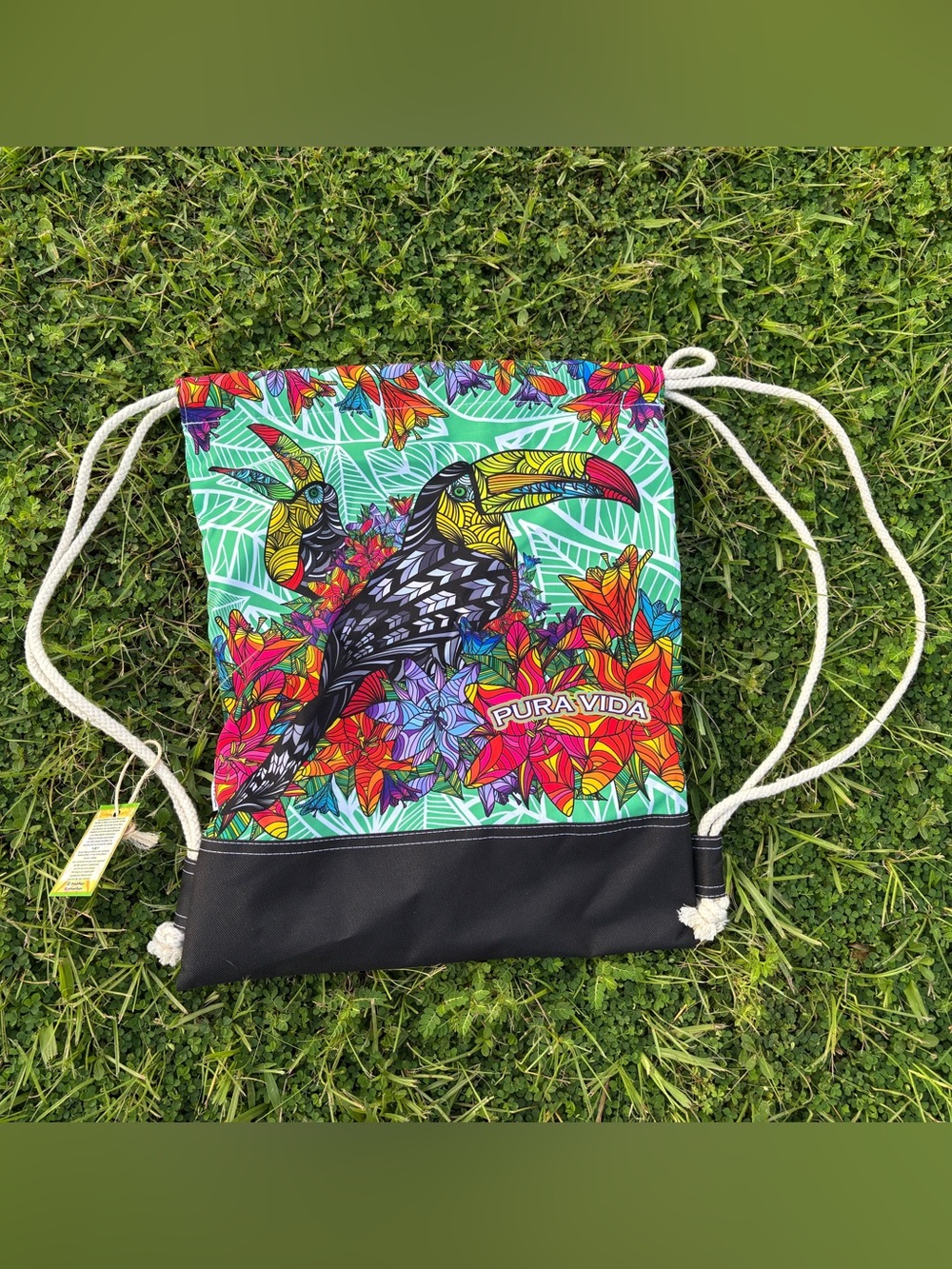 Multicolored Costa Rica Pura Vida Draw String Bag